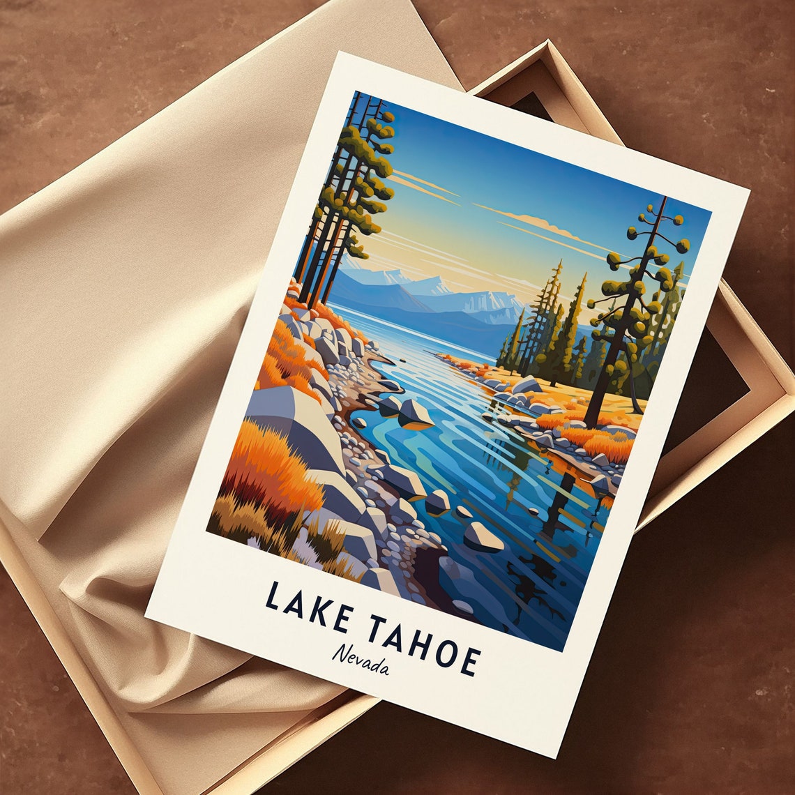Lake Tahoe Travel Print Wall Art Lake Tahoe Nevada City Print Lake Tahoe Travel Gift Lake Tahoe City Poster Wall Art - Image 3