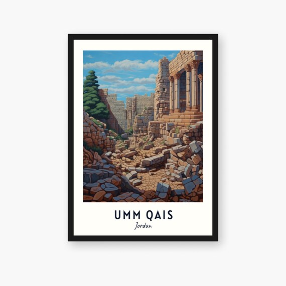 Umm Qais Jordan Ancient Roman Ruins Columns Stone Path Poster