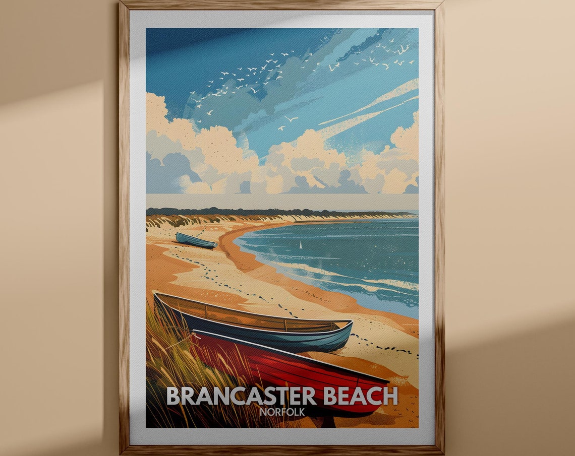 Brancaster Beach Norfolk Beached Rowboats Sandy Shoreline Poster