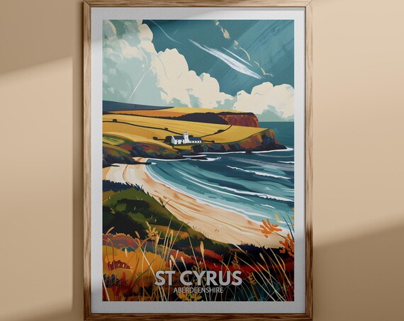 St Cyrus Aberdeenshire Golden Cliffs Sandy Beach Coastline Poster