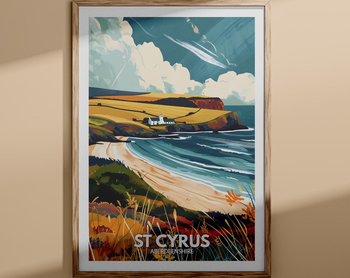 St Cyrus Aberdeenshire Golden Cliffs Sandy Beach Coastline Poster