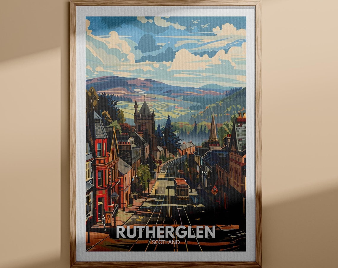 Rutherglen Print Rutherglen Poster Uk Wall Art Scotland Wall Art Decor Uk Travel Poster United Kingdom Print Scotland City Art