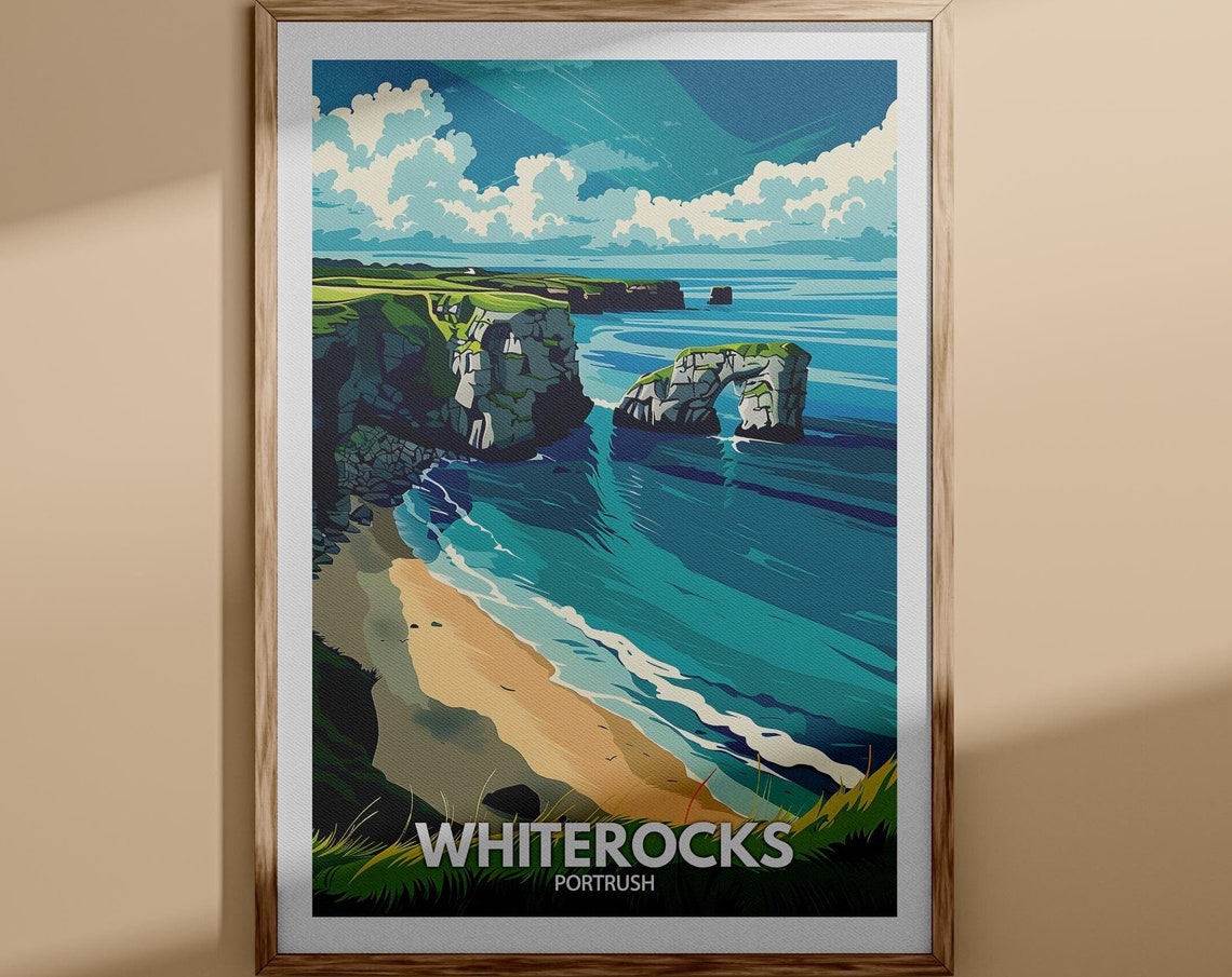 Whiterocks Portrush Dramatic Limestone Cliffs Sea Arch Poster