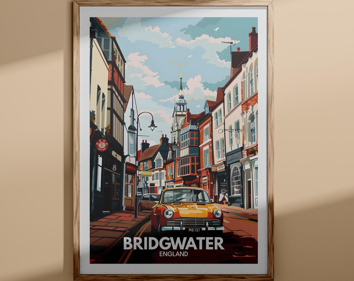 Bridgwater Print Bridgwater Poster Uk Wall Art England Wall Art Decor British Travel Poster United Kingdom Print England City Art