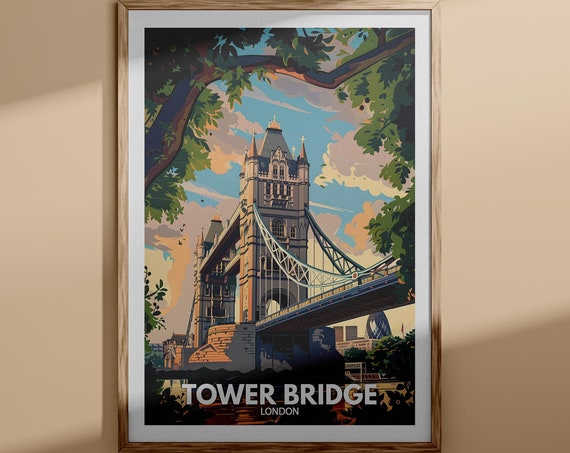 Tower Bridge Art Print Tower Bridge Poster Uk Wall Art London Wall Art Decor London Travel Poster England Travel Poster