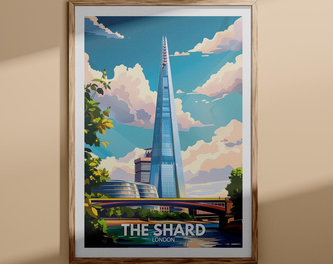 The Shard Print The Shard Poster Uk Wall Art London Wall Art Decor London Travel Poster England Travel Poster