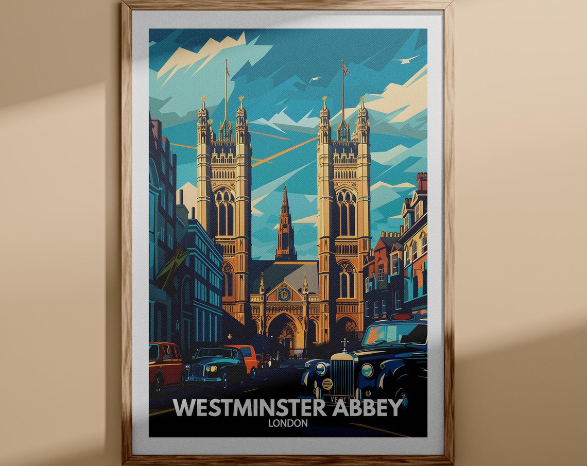 Westminster Abbey Print Westminster Abbey Poster Uk Wall Art London Wall Art Decor London Travel Poster England Travel Poster