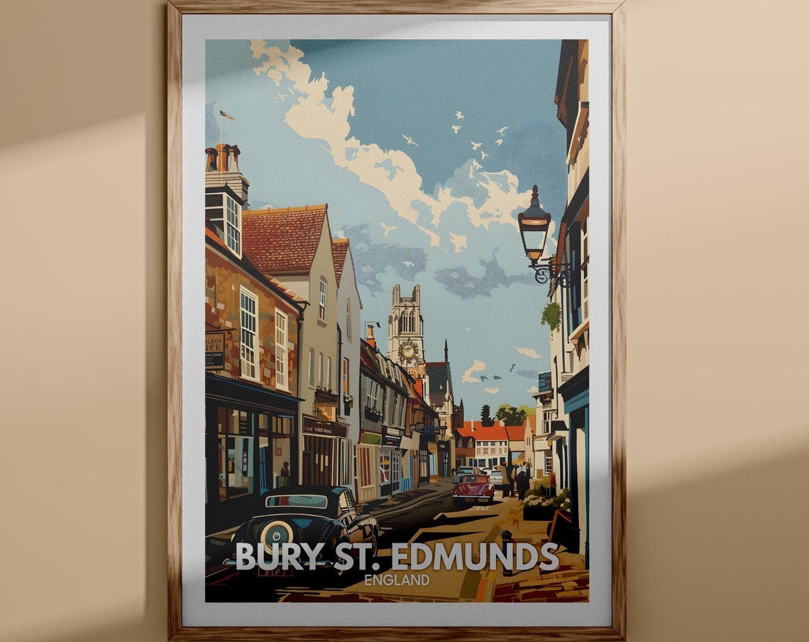 Bury St. Edmunds England Historic Market Town Street Travel Poster