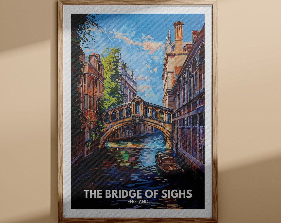 The Bridge Of Sighs Print The Bridge Of Sighs City Poster Uk Wall Art Oxford Wall Art Decor England Travel Poster Uk Travel Poster