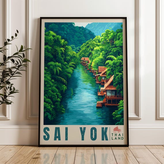 Sai Yok Travel Poster, Thailand River Kwai