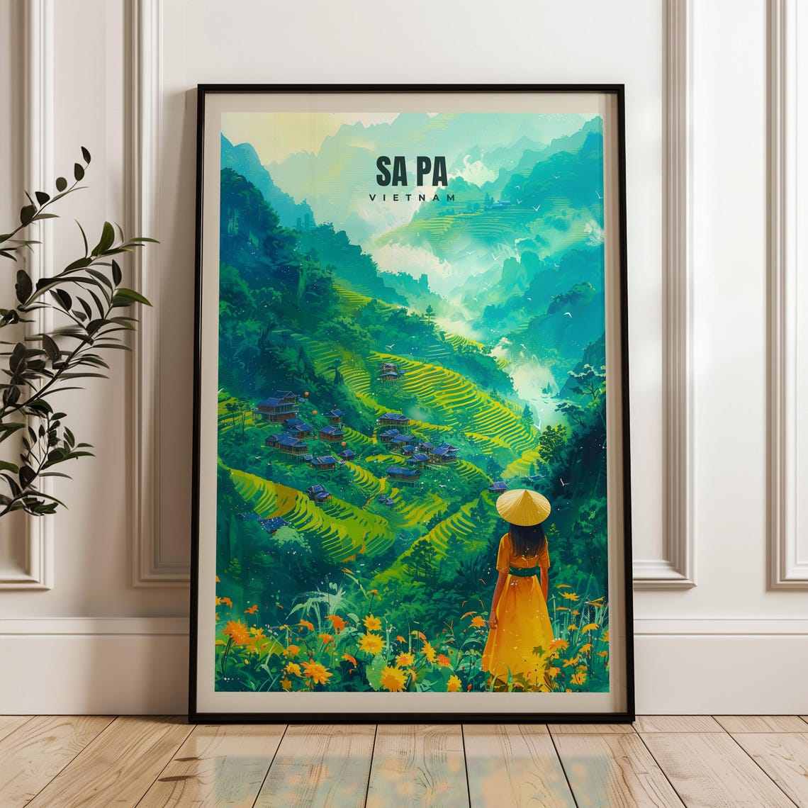 Sa Pa Vietnam Rice Terraces Mountain Village Valley View Poster
