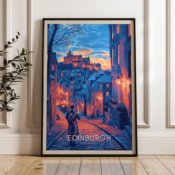 Edinburgh Travel Poster - Scotland Kilt Art