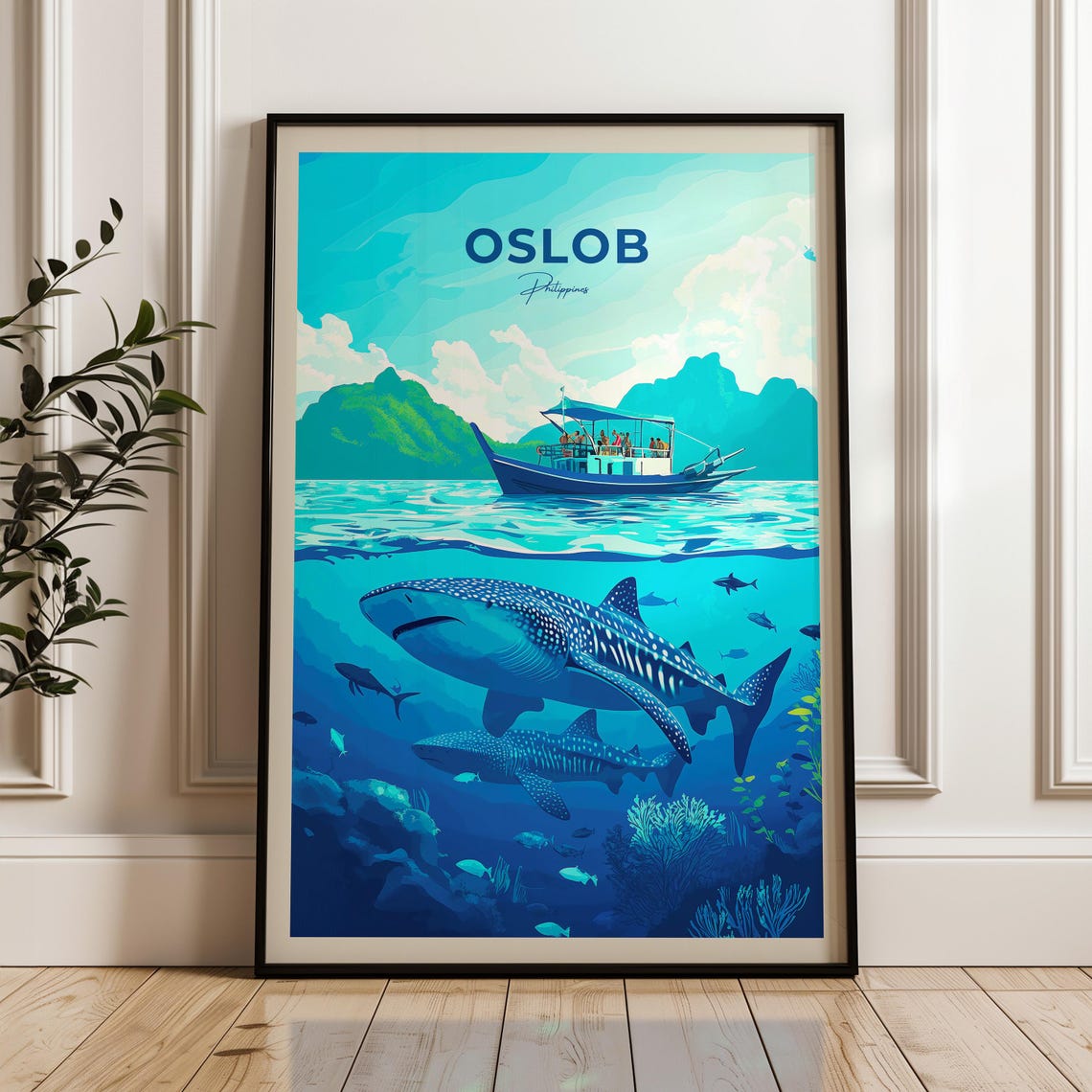 Oslob Travel Poster, Philippines Whale Shark