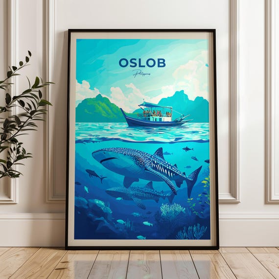 Oslob Travel Poster, Philippines Whale Shark