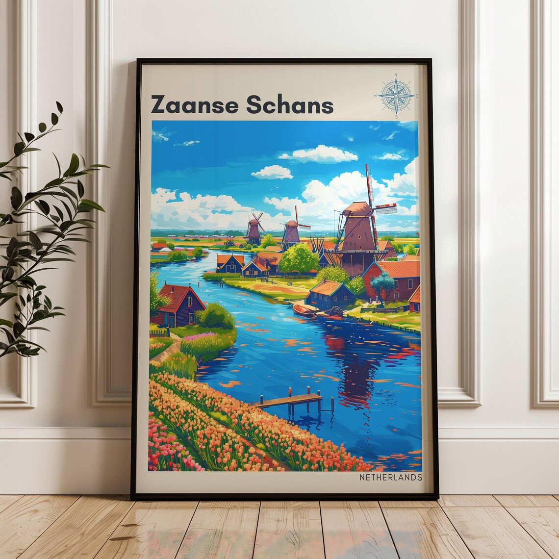 Zaanse Schans Travel Poster, Netherlands Art Print