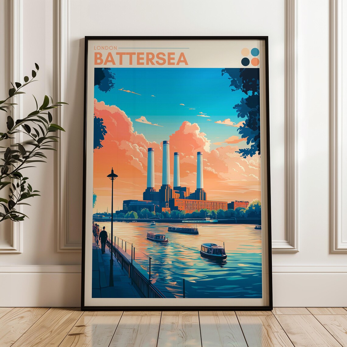 Battersea Power Station London Travel Poster Artwork