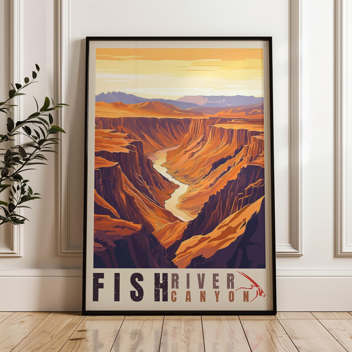 Fish River Canyon Namibia Retro Edition Sunset Travel Poster