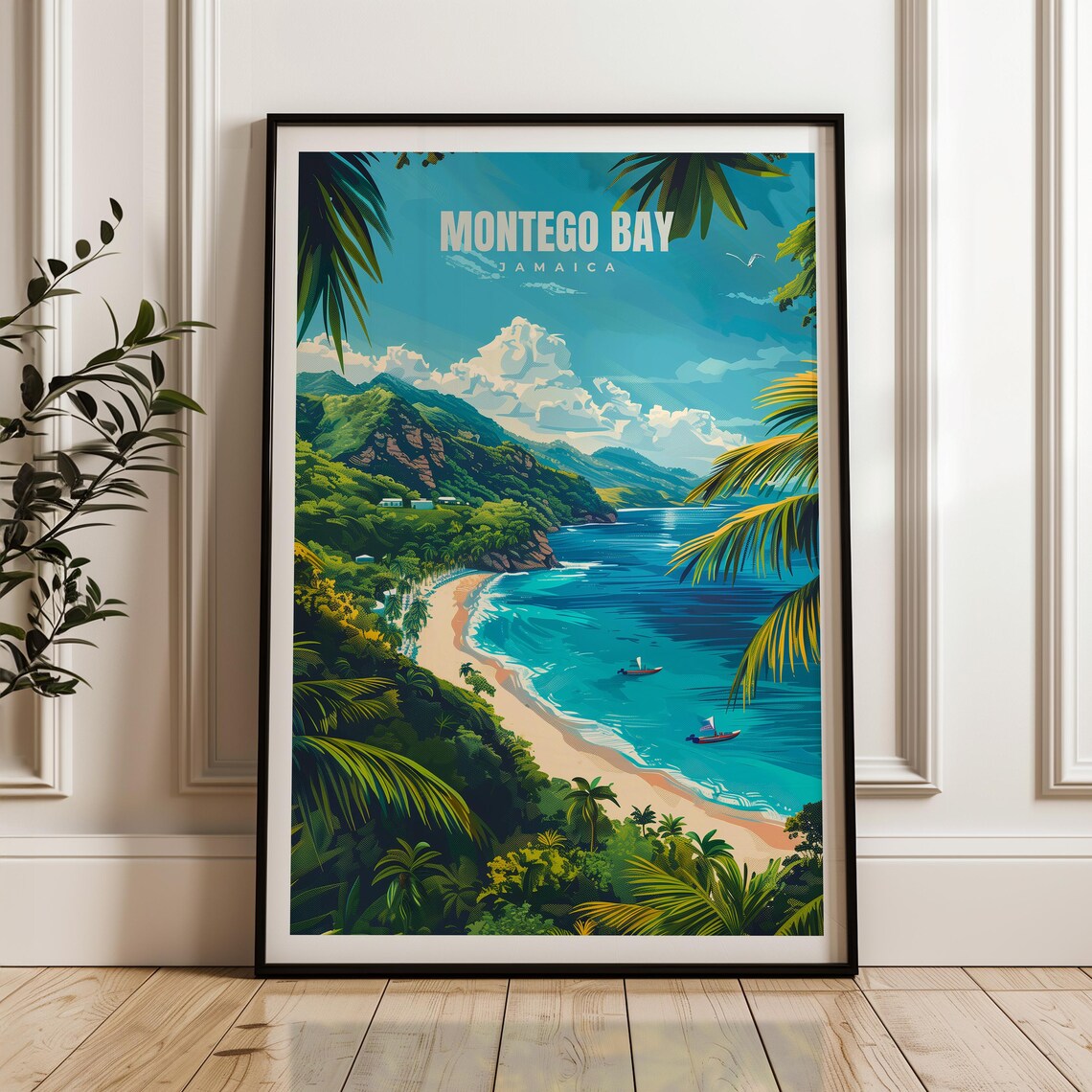 Montego Bay Travel Poster, Jamaica Wall Art Print
