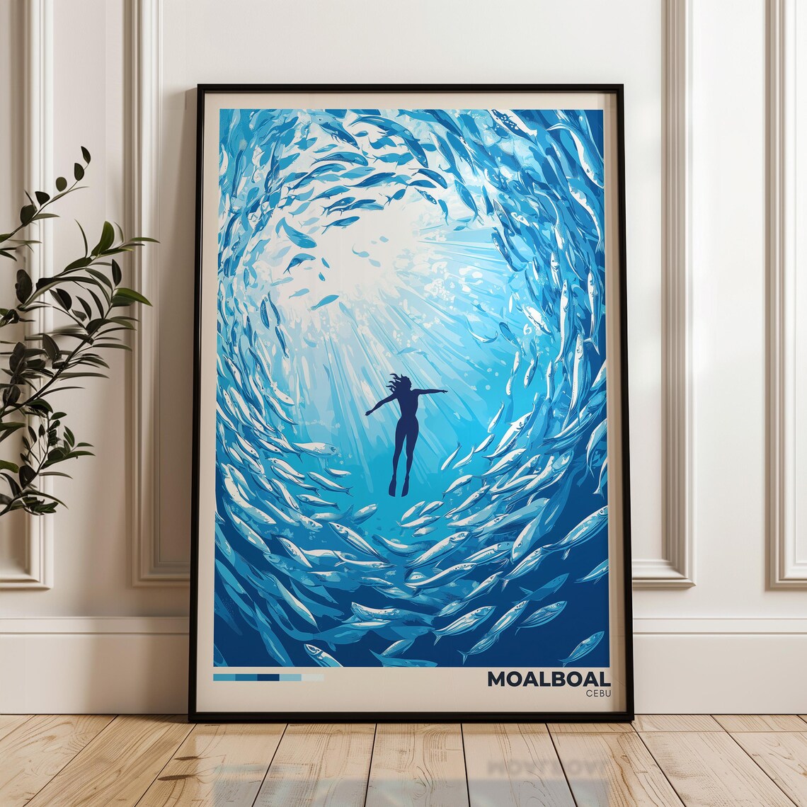 Moalboal, Philippines Travel Poster, Sardine Run