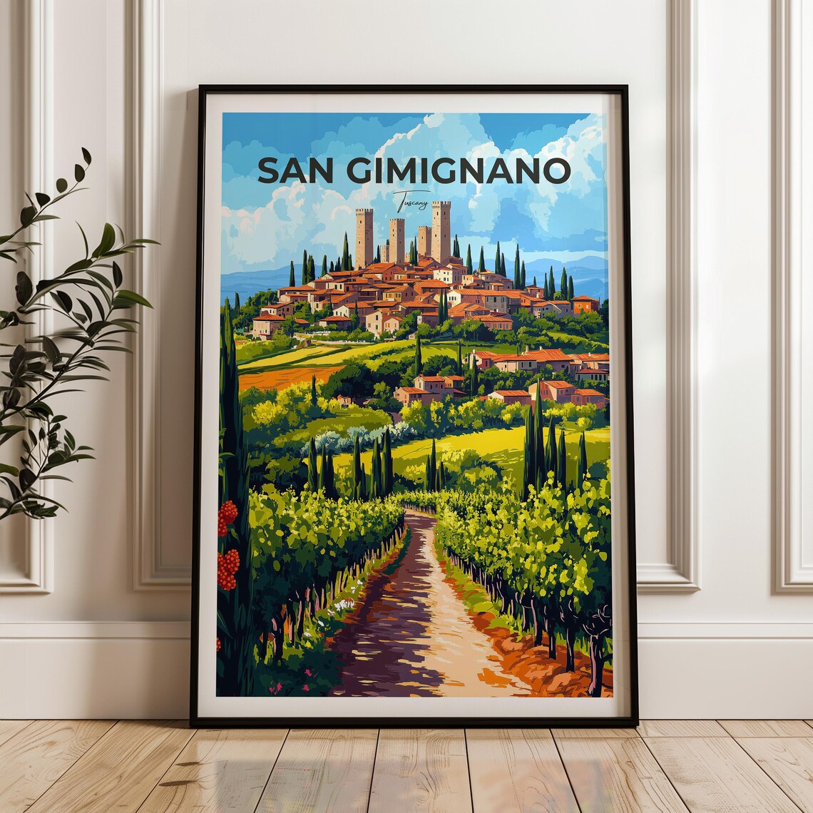 San Gimignano Travel Poster, Tuscany Wall Art Print - Image 2