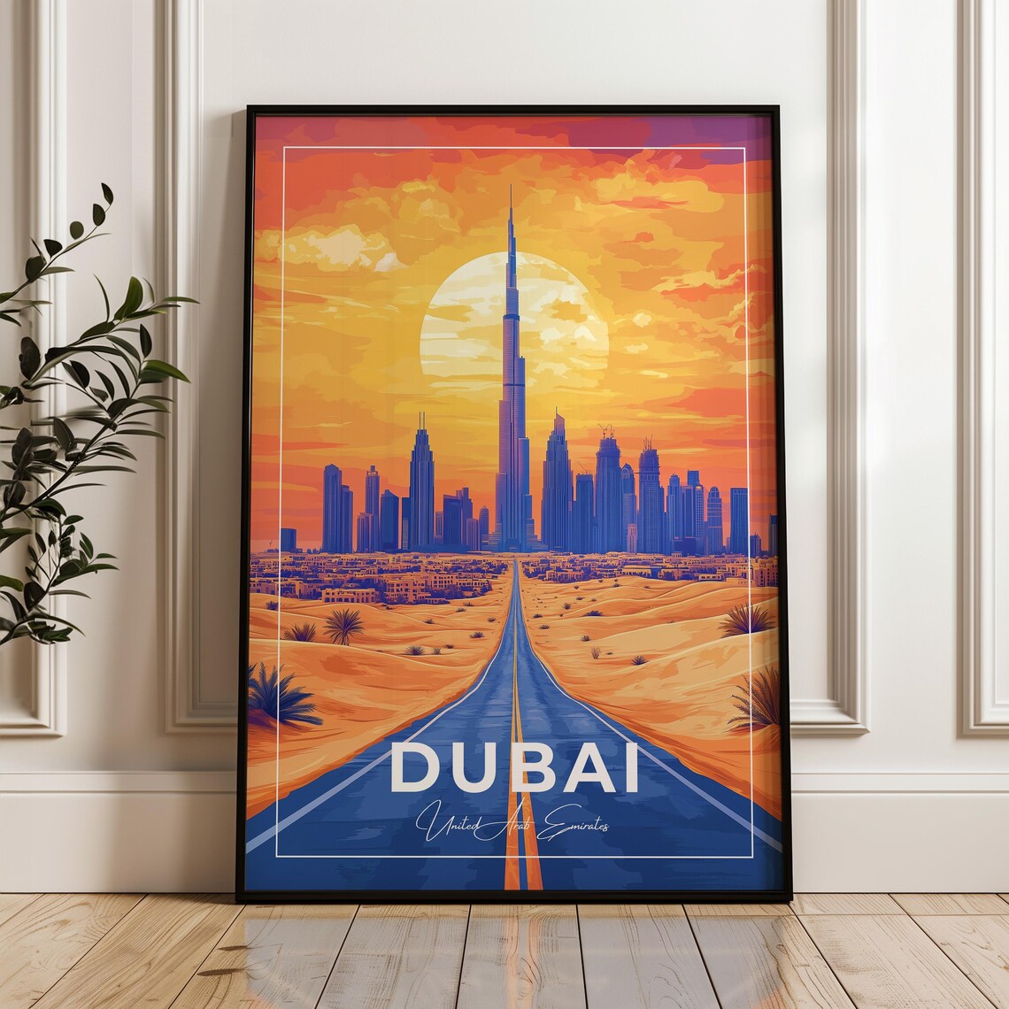 Dubai Travel Poster, United Arab Emirates Desert Print