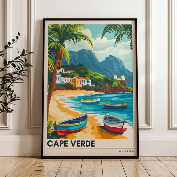 Cape Verde Travel Poster, Africa Beach Illustration