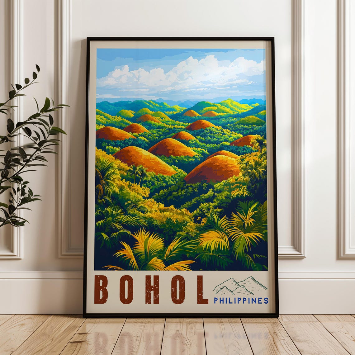 Chocolate Hills Travel Poster, Philippines Landscape