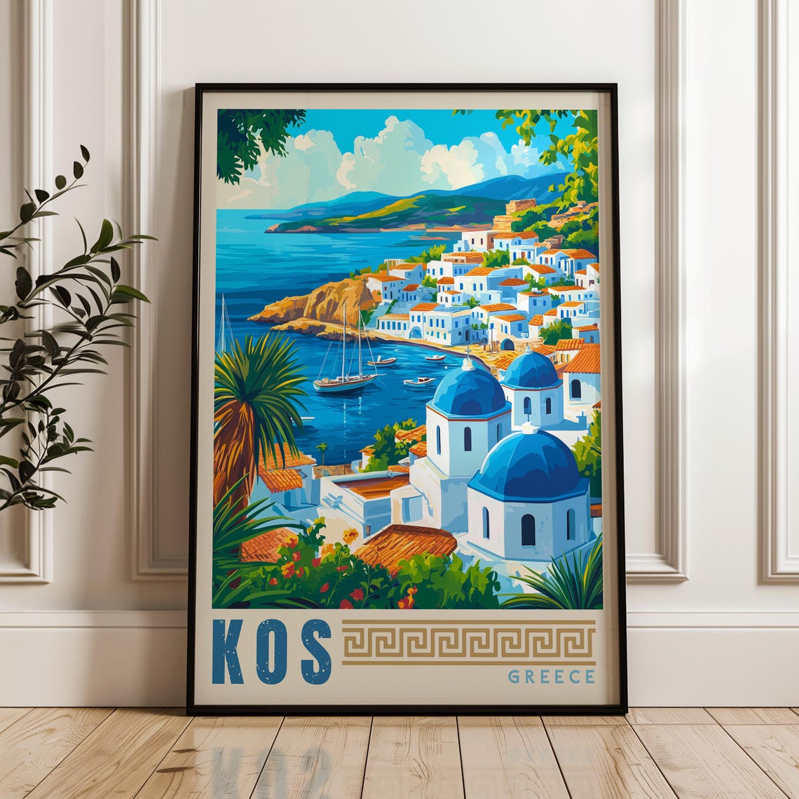 Kos Travel Poster, Greece Mediterranean Sea