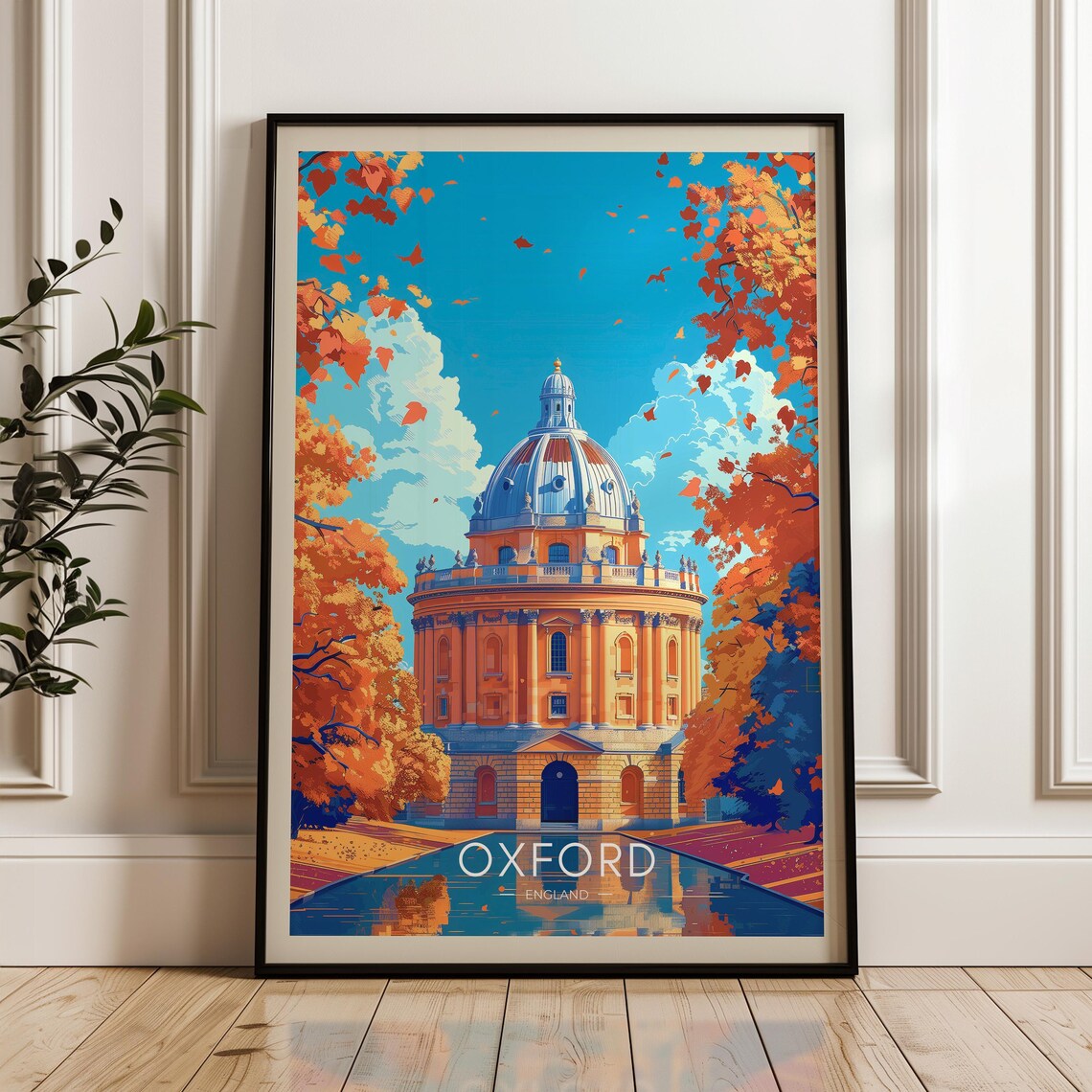Oxford England Autumn Foliage Radcliffe Camera Travel Poster