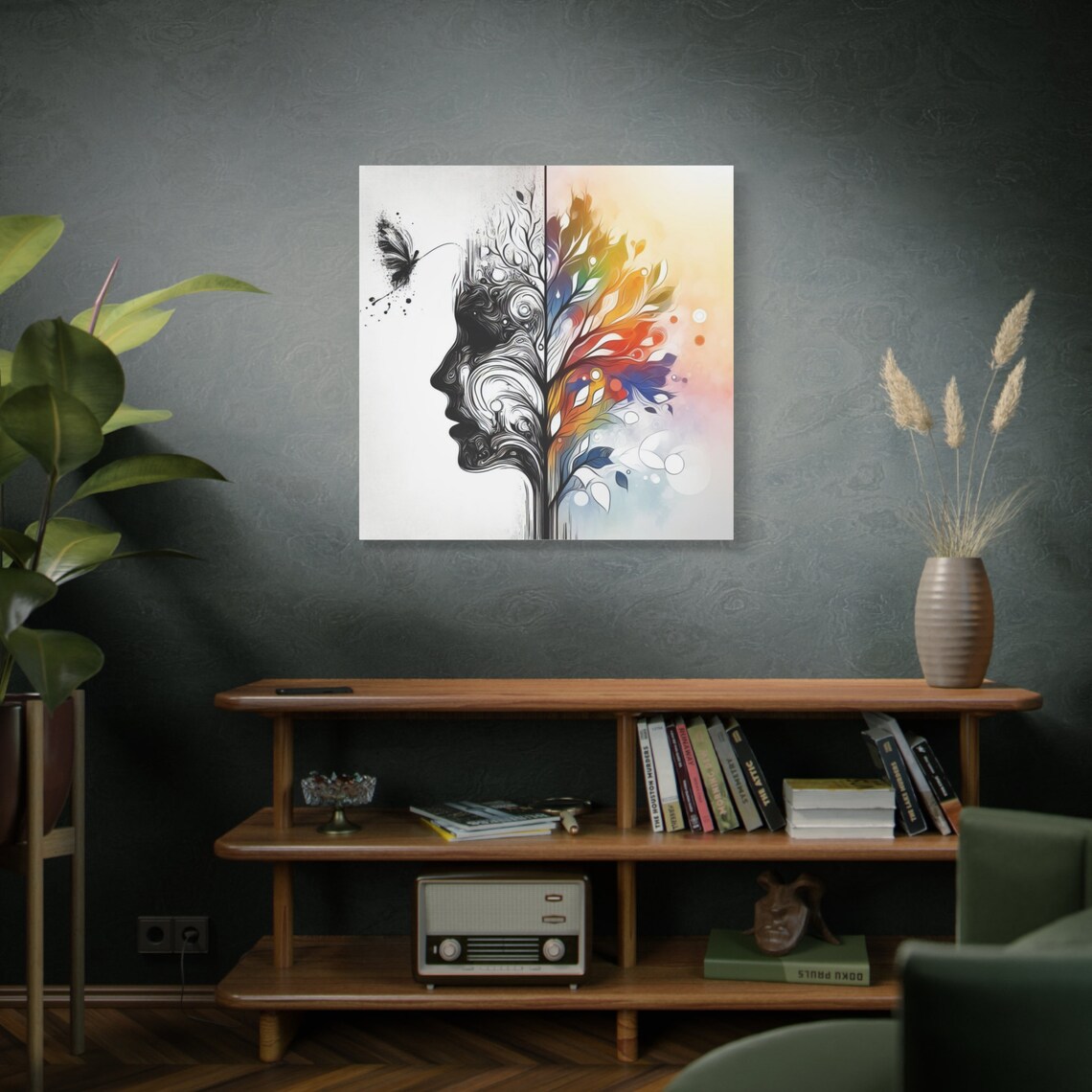 Modern Tree Artwork For Home Decor Colorful Tree Silhouette And Face Wall Art Abstract Tree Of Life Art Stretched 125 - Image 4