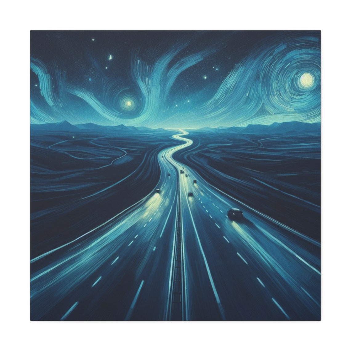Starry Night Road Van Gogh Inspired Swirling Sky Desert Drive Poster - Image 2