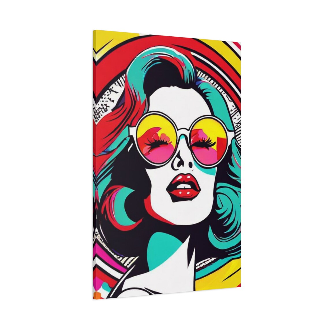 Pop Art Woman Sunglasses Comic Portrait Bold Colors Wall Poster - Image 3
