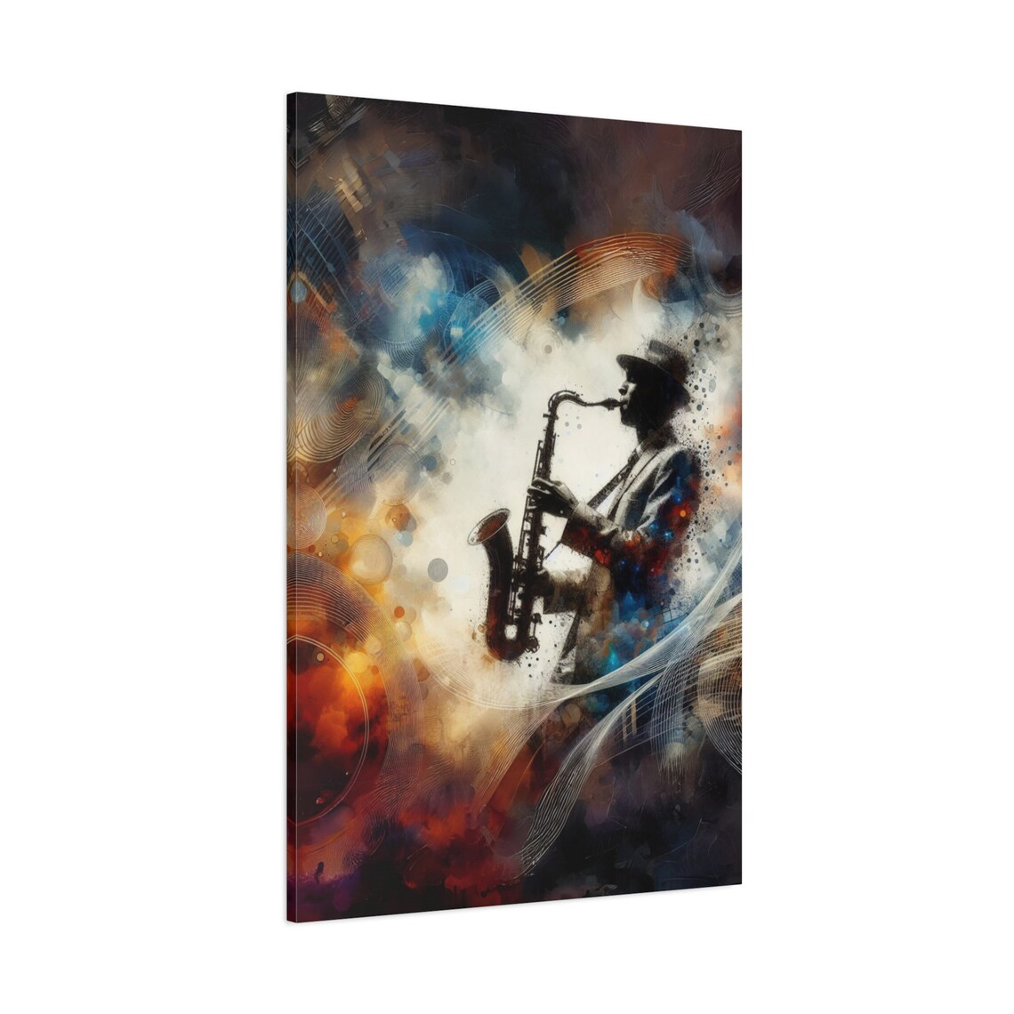 Smoky Saxophonist Silhouette Abstract Jazz Musician Wall Art Poster - Image 3