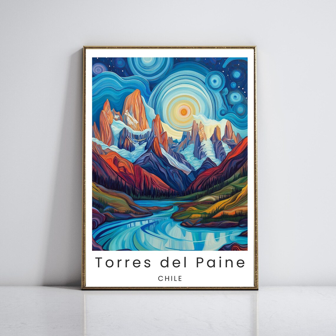 Torres del Paine Granite Towers Starry Sky Chile Travel Poster