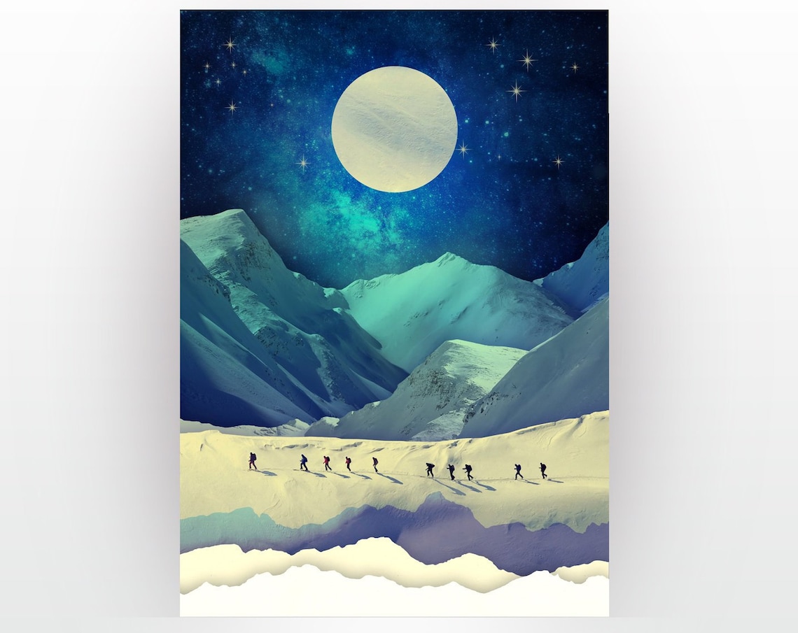 Mountain Art Print, Ski Touring Activities - Image 2
