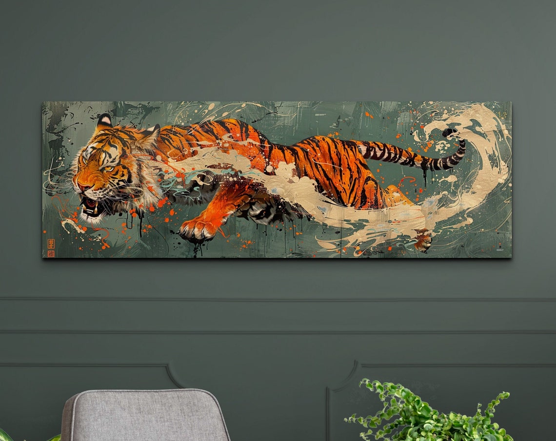 Bengal Tiger Japanese Art Style Poster