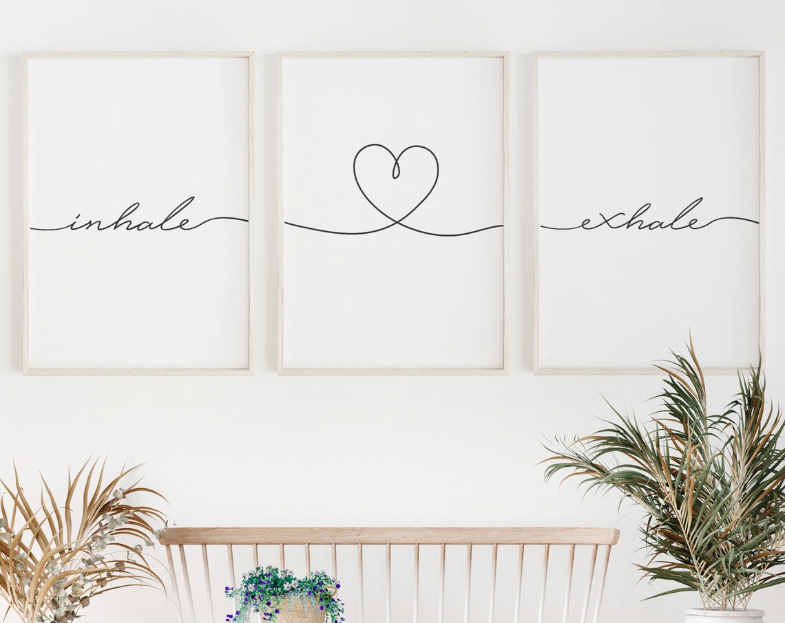 Inhale Exhale 3-Piece Boho Yoga Quote Print