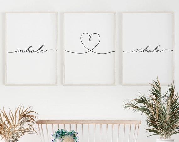 Inhale Exhale 3-Piece Boho Yoga Quote Print