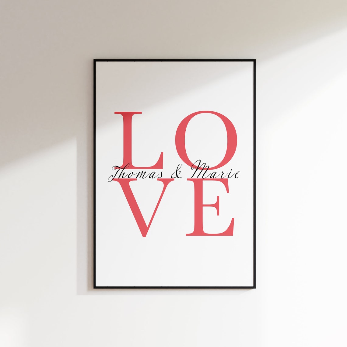 Personalized LOVE Typography Couple Names Minimalist Wedding Poster - Image 2