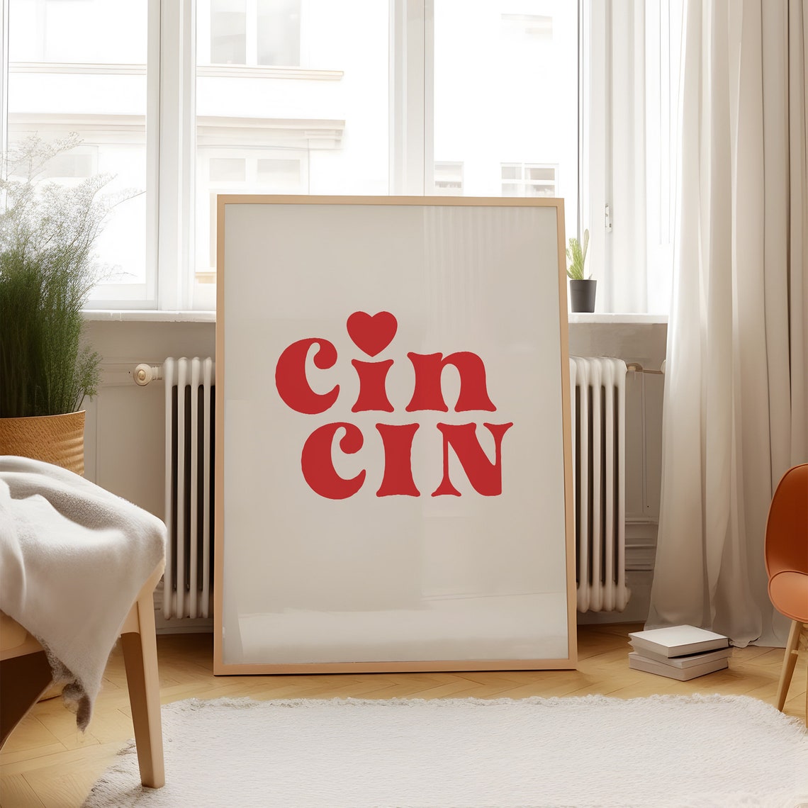 Cin Cin Red Retro Typography Cocktail Kitchen Bar Party Decor Poster - Image 2
