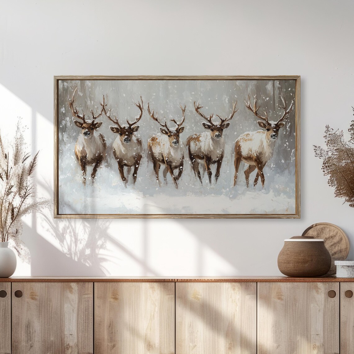 Vintage Reindeer Christmas Art Print, Rustic Holiday - Image 3