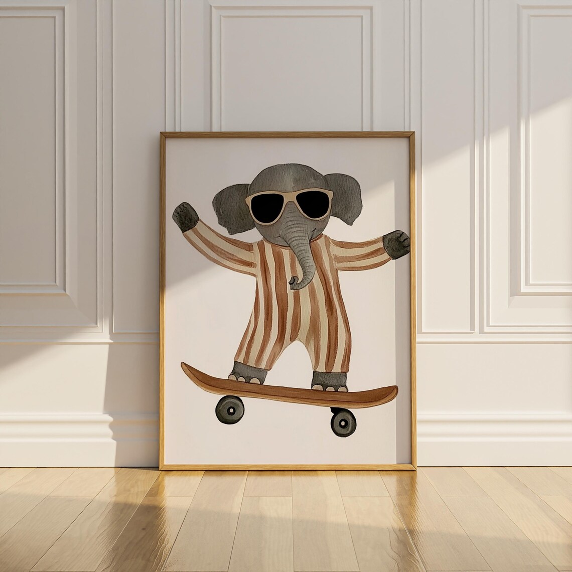 Baby Elephant Skater With Sunglasses Safari Kids Nursery Art Poster - Image 3