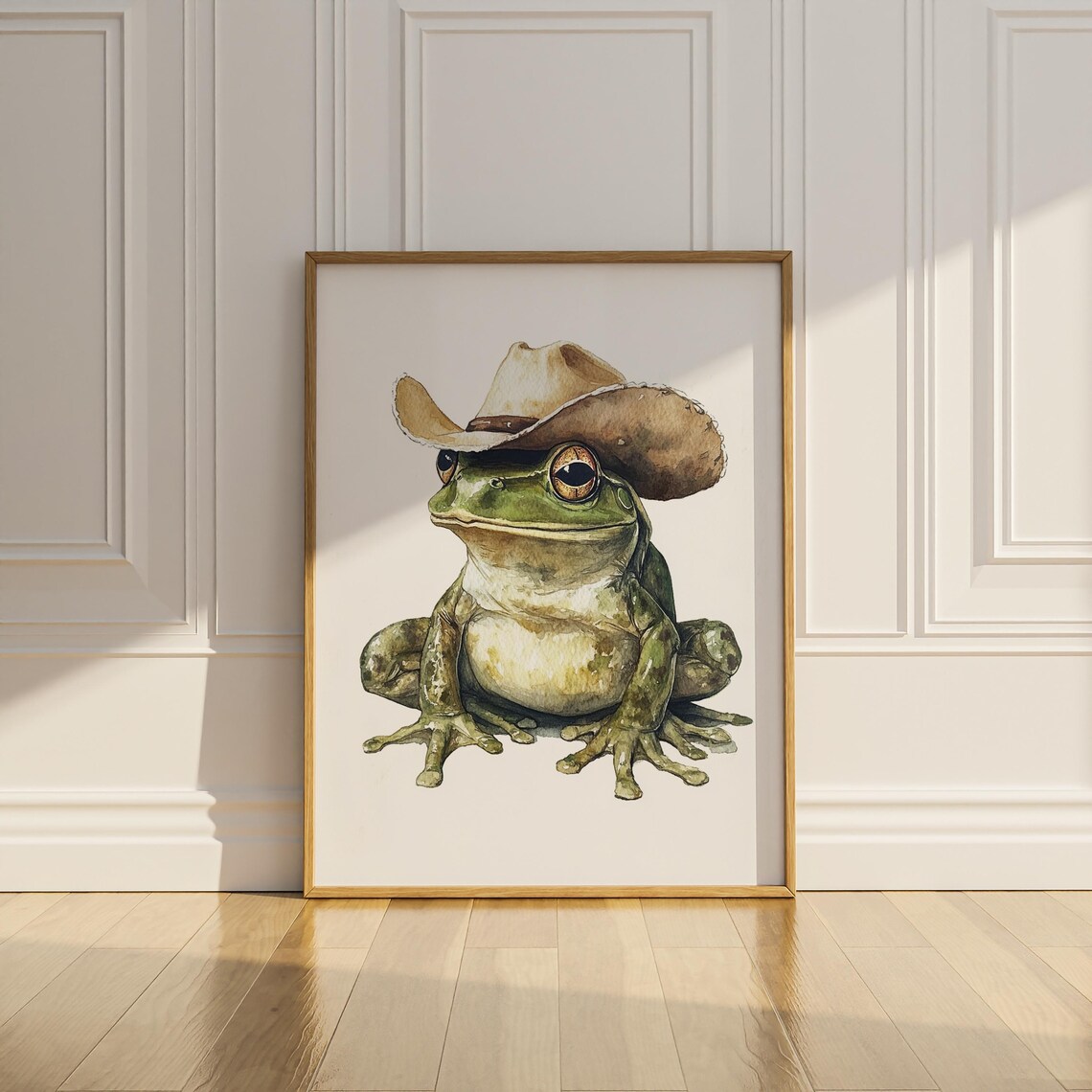 Frog Cowboy Hat Poster, Funny Nursery Kids Decor - Image 2