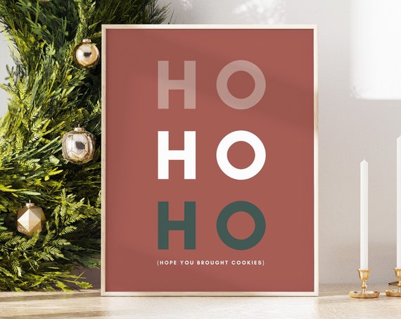Ho Christmas Print Hope You Like Cookies Funny Cozy Colorful Modern Wall Art