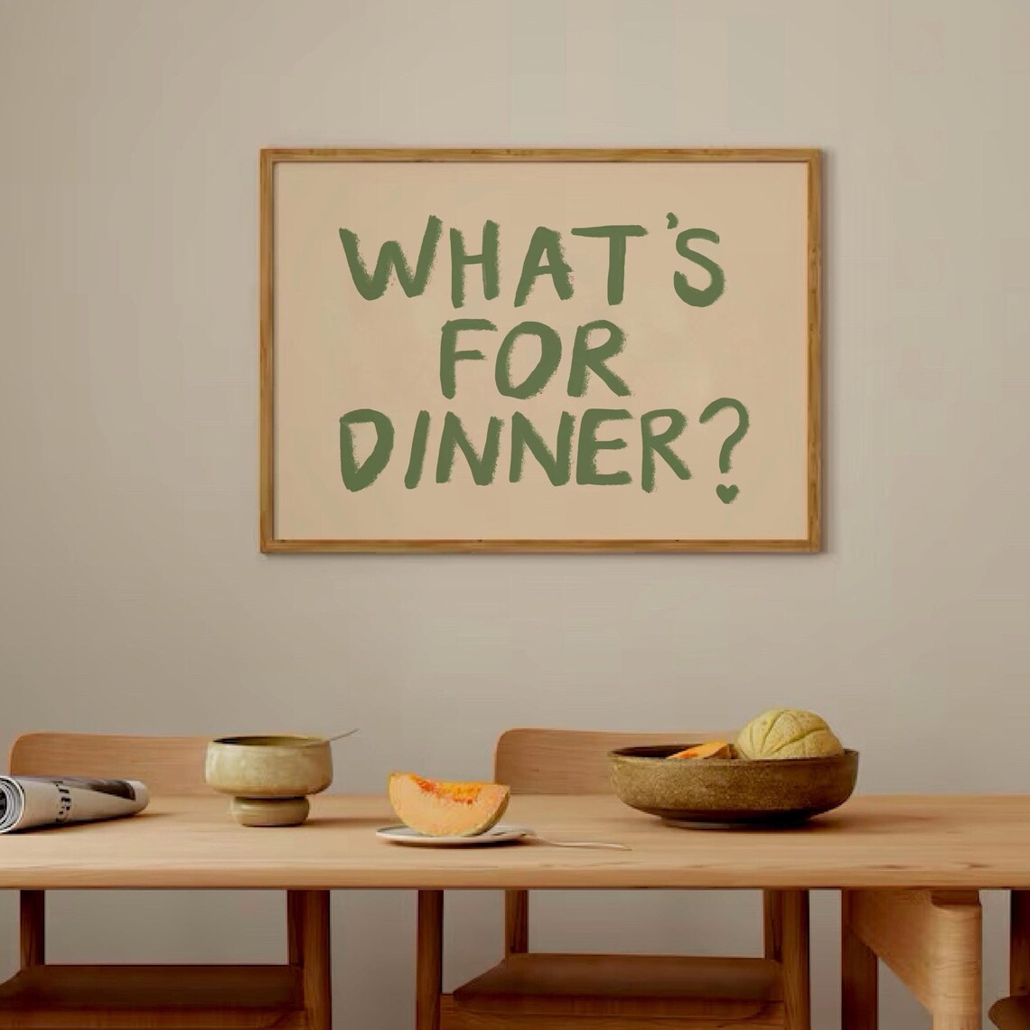 What's For Dinner? Retro Typography Kitchen Art Print