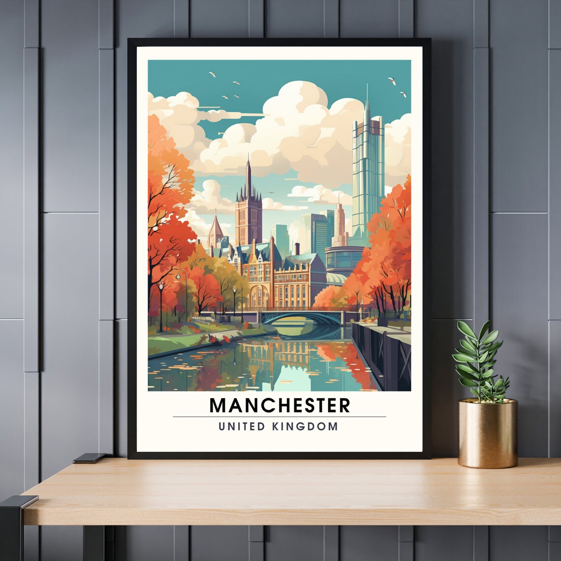 Manchester Travel Poster, Britain Wall Art Print