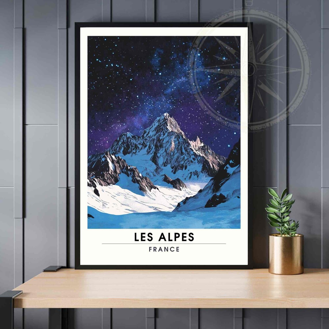 The Alps, Van Gogh-Inspired Mountain Travel Poster