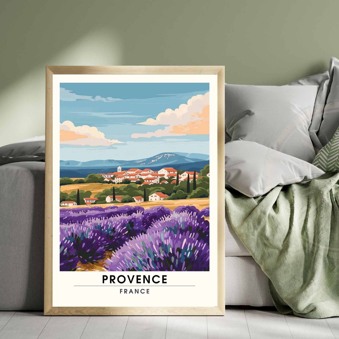 Provence France Lavender Bloom Village Countryside Travel Poster