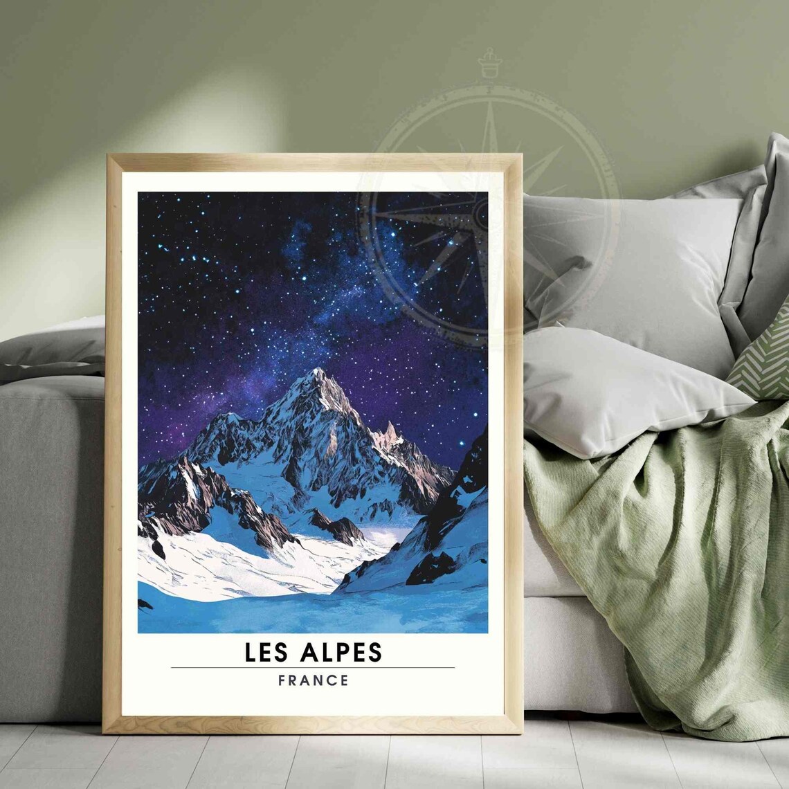 The Alps, Van Gogh-Inspired Mountain Travel Poster - Image 3