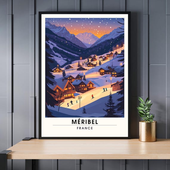 Meribel France Poster Meribellesallues Ski Print The Tarentaise Valley